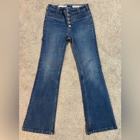 Anthropologie Pilcro High Waisted Denim Trouser Bootcut Jeans Blue Size 27/4 - Picture 4 of 5